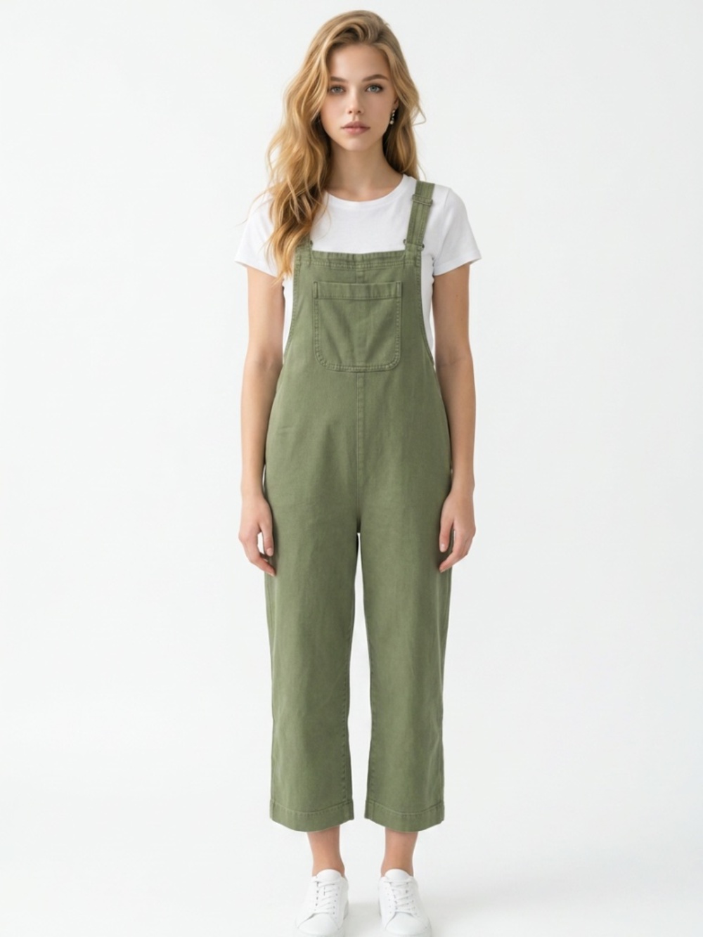 AERIE • Olive Green Wide Leg Overalls Jumpsuit Women’s Medium Pockets